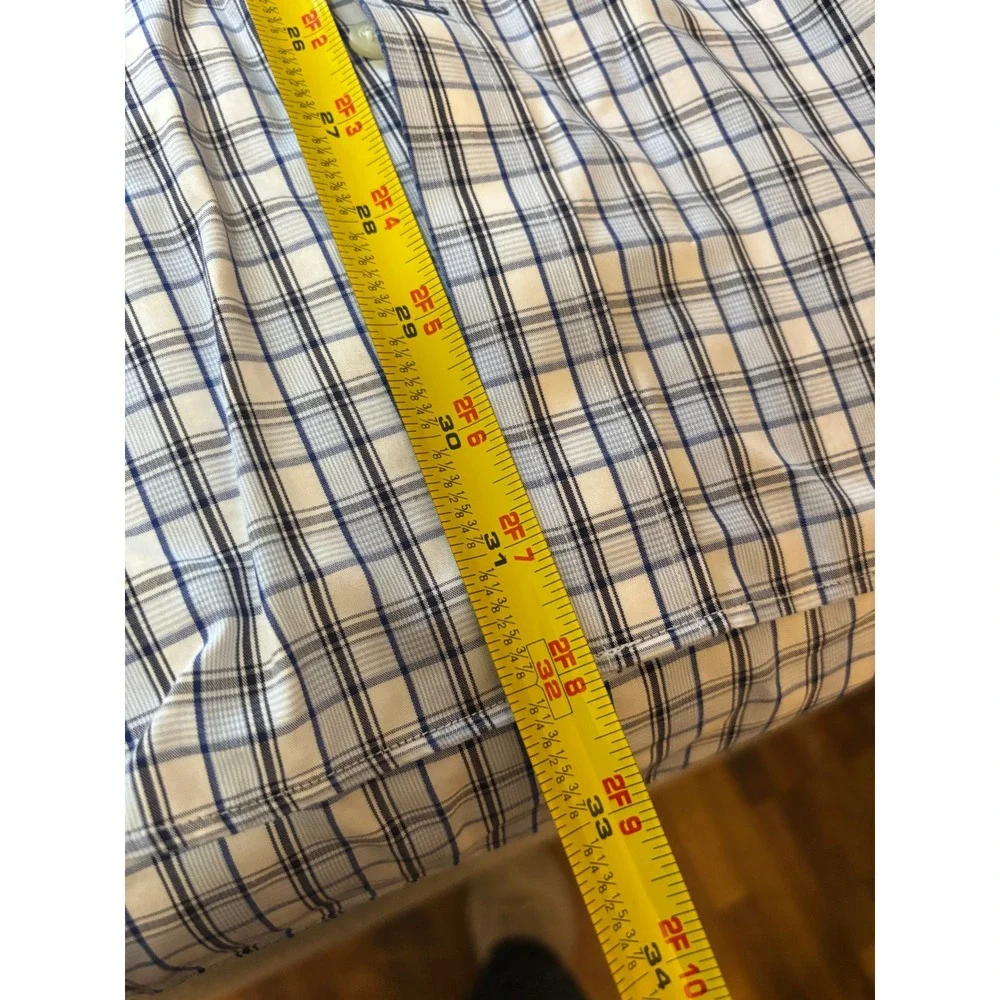 Banana Republic Button Down Shirt Men L‎ Blue Plaid Non Iron Classic Cotton